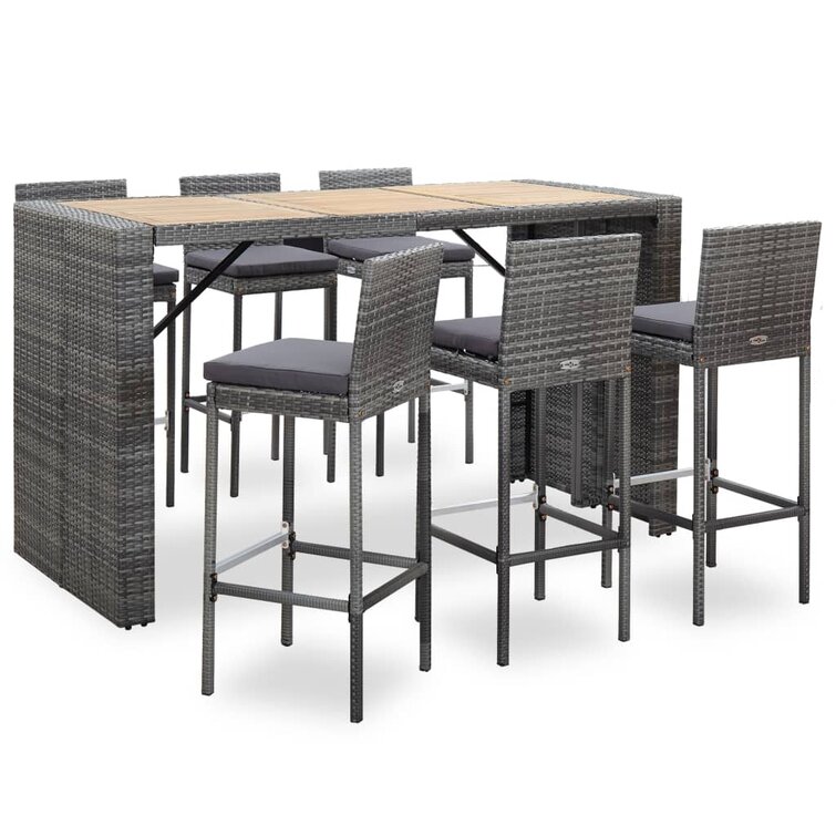 VidaXL Patio Bar Set 7 Piece Outdoor Bar Table and Chairs Poly